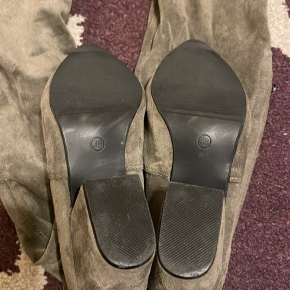 'CARINA' TAUPE OVER THE KNEE SUEDE LEATHER BOOTS - Picture 3 of 5